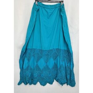 Original Anthony Blue MIDI Skirt Sz XXL Cotton Crochet Style Women's Vintage Y2K